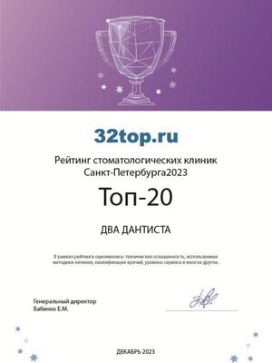 <b>ТОП-20 стоматологических клиник Санкт-Петербурга</b>, 2023 г. / 32top.ru